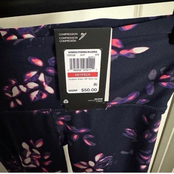NWT Under Armour Floral High Rise Compression Ankle Workout Leggings - Picture 7 of 8